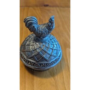 Artland Metal Rooster Replacement Lid Silver Basketweave‎ Farmhouse Decor